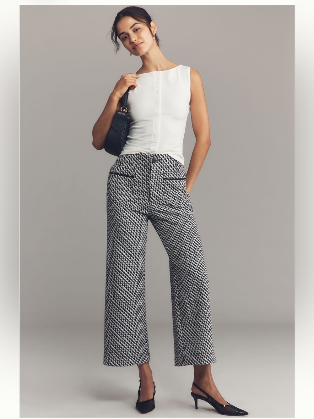 Maeve The Colette Knit Black & White Wide-Leg Patterned Pants! - Picture 13 of 13